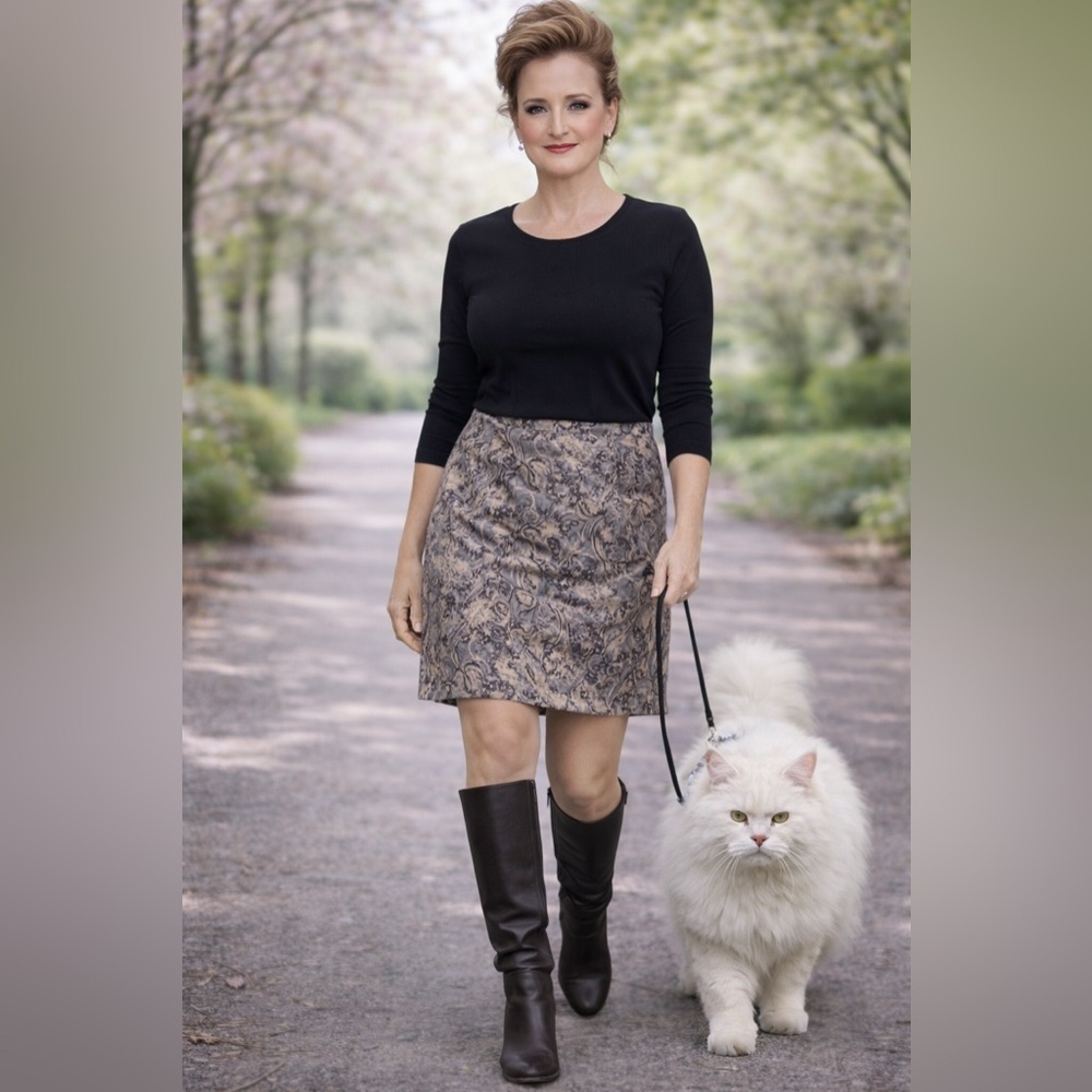 Chic Black and Brown green Patterned Mini Skirt